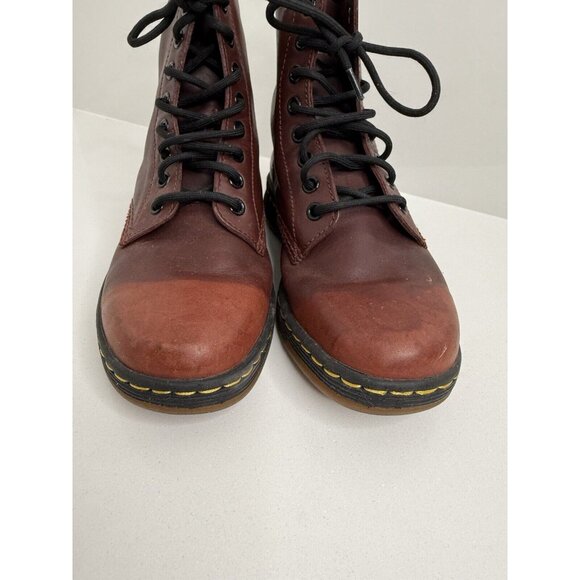 Dr Martens Newton 8 Eye Leather Lite Boots- Red Burgundy - Women’s Size 7US 38EU - Picture 3 of 12
